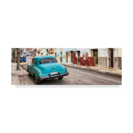 Philippe Hugonnard 'Turquoise Classic Car In Havana' Canvas Art,10x32